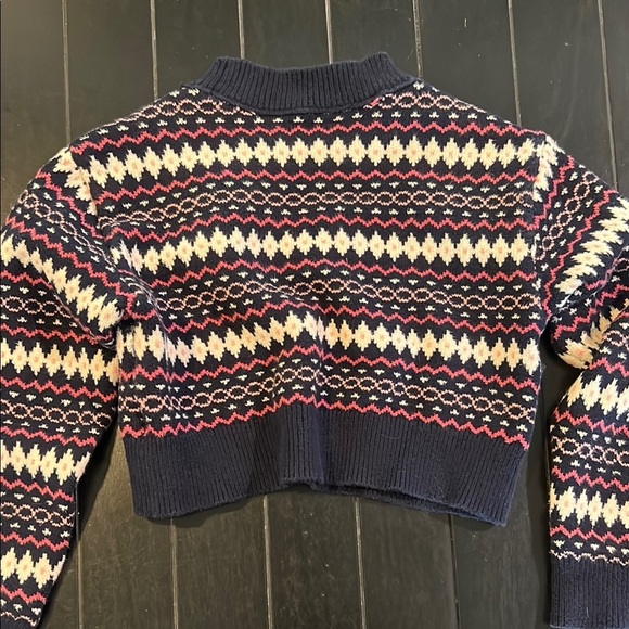 Sunday Best Aritzia Navy Blue And Pink Fair Isle Sweater Size Small - Picture 2 of 6